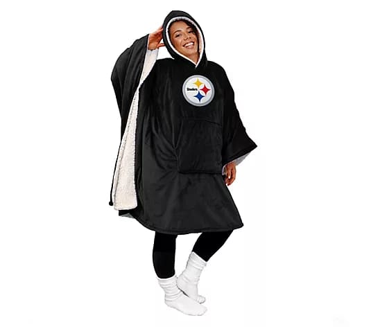 Licensed 60" x 80" Wearable Hooded Blanket with Logo Patch